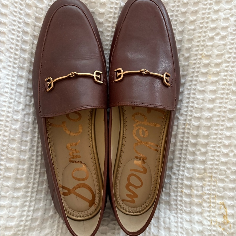 Sam Edelman Chocolate Brown Loafers with Gold Accent -Size 9